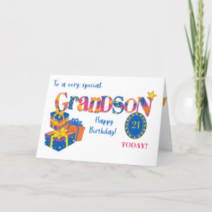 Cartes Pour Fêtes Annuelles Cadeaux d'anniversaire de Grandson sur mesure Cart
