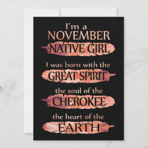 Cartes Pour Fêtes Annuelles Cadeaux d'anniversaire I'm A November Native Chi