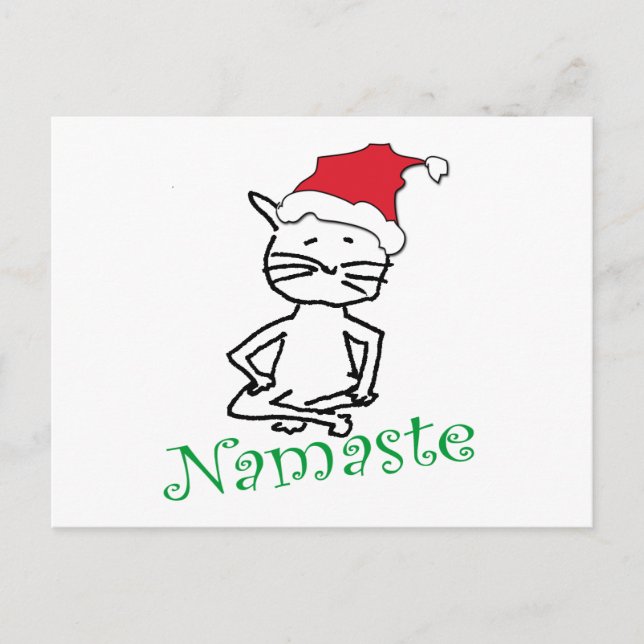 Cartes Pour Fêtes Annuelles Cadeaux de chats Yoga Père Noël (Devant)