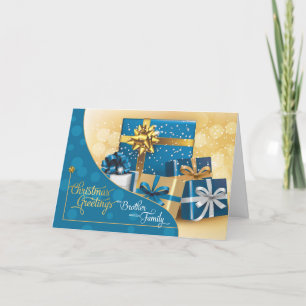 Cartes Pour Fêtes Annuelles Cadeaux de Noël Brother et Famille Bleu et Or