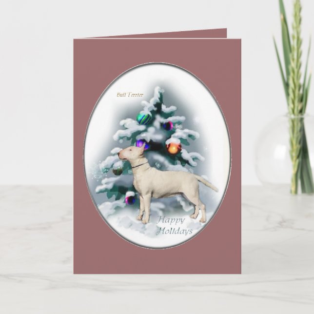 Cartes Pour Fêtes Annuelles Cadeaux de Noël Bull Terrier (Devant)