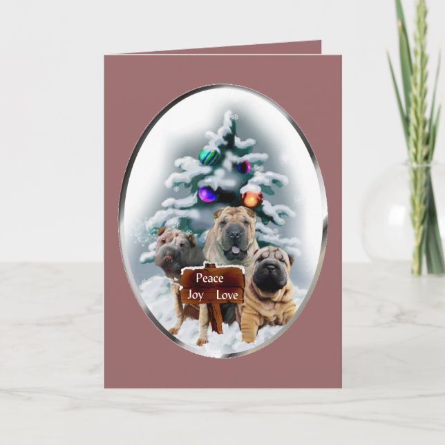 Cartes Pour Fêtes Annuelles Cadeaux de Noël chinois Shar-Pei (Devant)