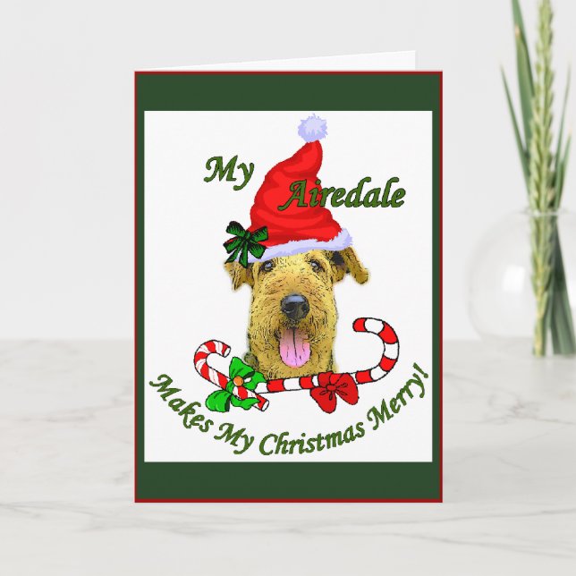 Cartes Pour Fêtes Annuelles Cadeaux de Noël d'Airedale Terrier (Devant)