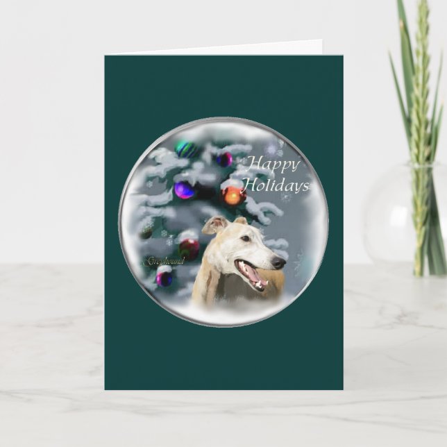 Cartes Pour Fêtes Annuelles Cadeaux de Noël de lévrier (Devant)