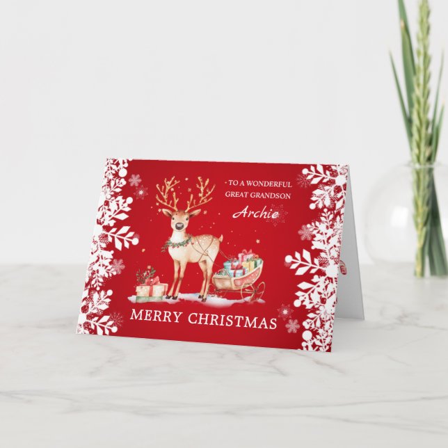 Cartes Pour Fêtes Annuelles Cadeaux de Noël de rennes arrière-petit-fils (Devant)