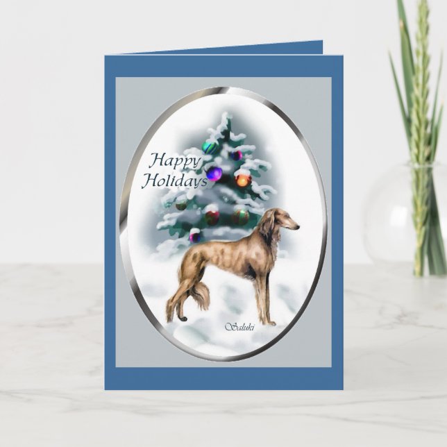 Cartes Pour Fêtes Annuelles Cadeaux de Noël de Saluki (Devant)