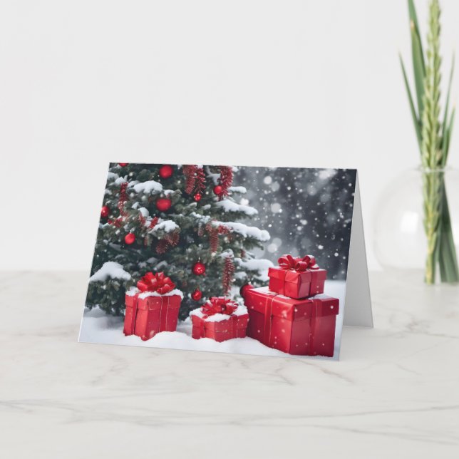 Cartes Pour Fêtes Annuelles Cadeaux De Noël En Neige (Devant)