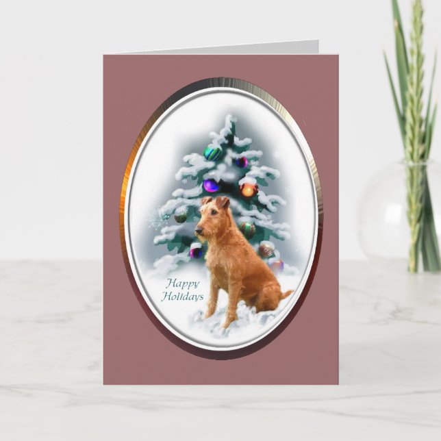 Cartes Pour Fêtes Annuelles Cadeaux de Noël irlandais Terrier (Devant)