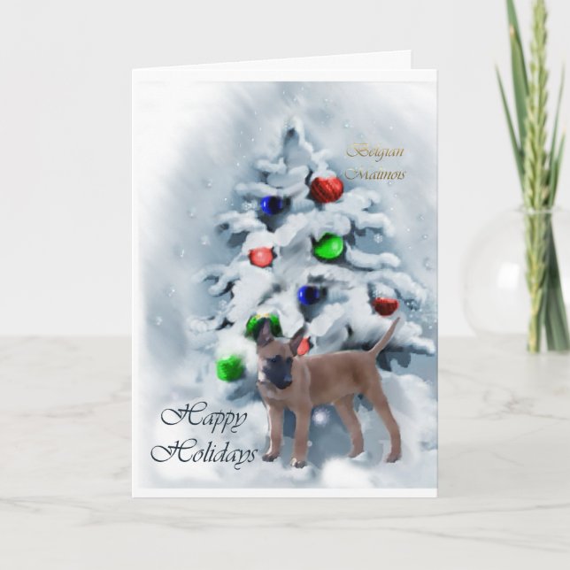 Cartes Pour Fêtes Annuelles Cadeaux de Noël Malinois belge (Devant)