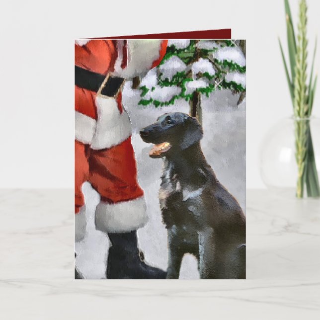 Cartes Pour Fêtes Annuelles Cadeaux de Noël Retriever à revêtement plat (Devant)