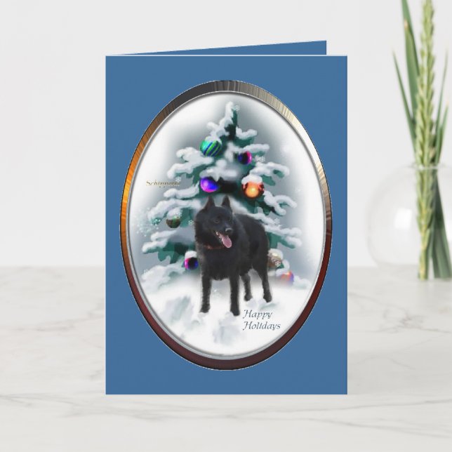 Cartes Pour Fêtes Annuelles Cadeaux de Noël Schipperke (Devant)
