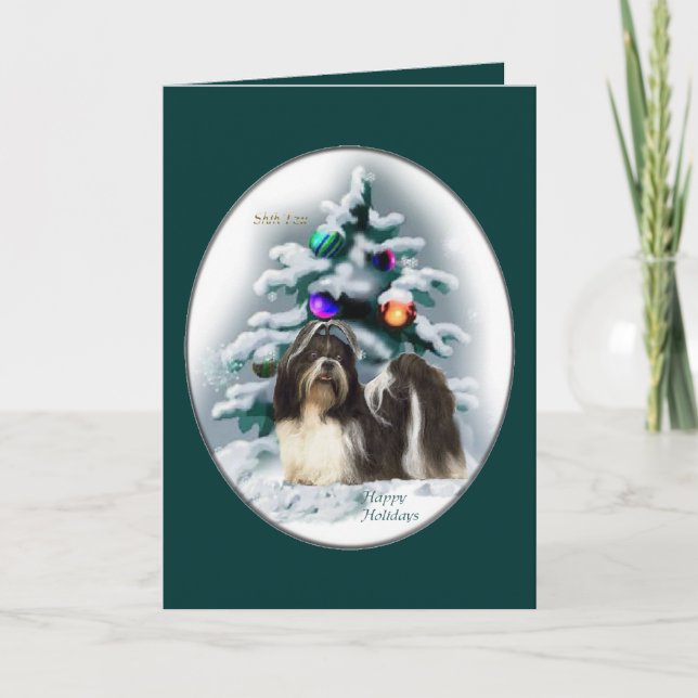 Cartes Pour Fêtes Annuelles Cadeaux de Noël Shih Tzu (Devant)
