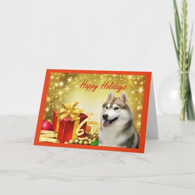 Cartes Pour Fêtes Annuelles Cadeaux de Noël Sibérien Husky (Devant)