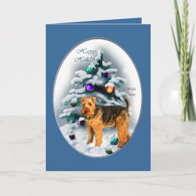Cartes Pour Fêtes Annuelles Cadeaux de Noël Welsh Terrier (Devant)