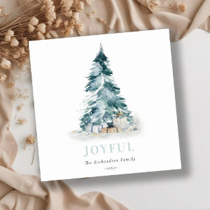 Cartes Pour Fêtes Annuelles Cadeaux de sapin de Noël à l'aquarelle neige joyeu