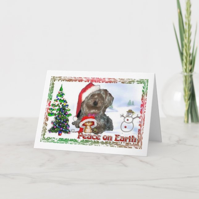 Cartes Pour Fêtes Annuelles Cadeaux de vacances de souris de chien soyeux de S (Devant)