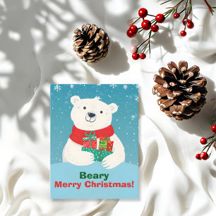 Cartes Pour Fêtes Annuelles Cadeaux d'ours polaires mignons et message jouant