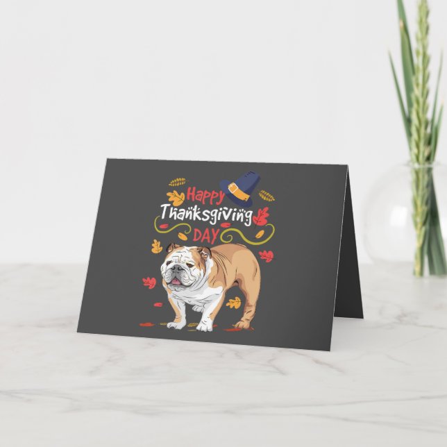 Cartes Pour Fêtes Annuelles Cadeaux drôles de Thanksgiving pour bouledogue ang (Devant)