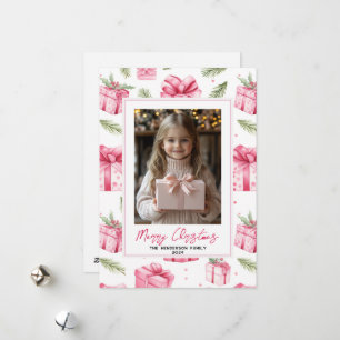 Cartes Pour Fêtes Annuelles Cadeaux et vaches roses personnalisés Noël Photo e