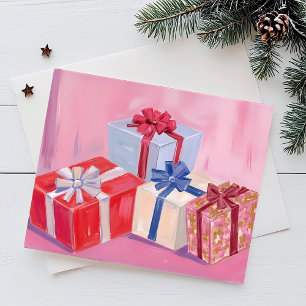 Cartes Pour Fêtes Annuelles Cadeaux jolis rose   Cadeaux de Noël Aquarelle