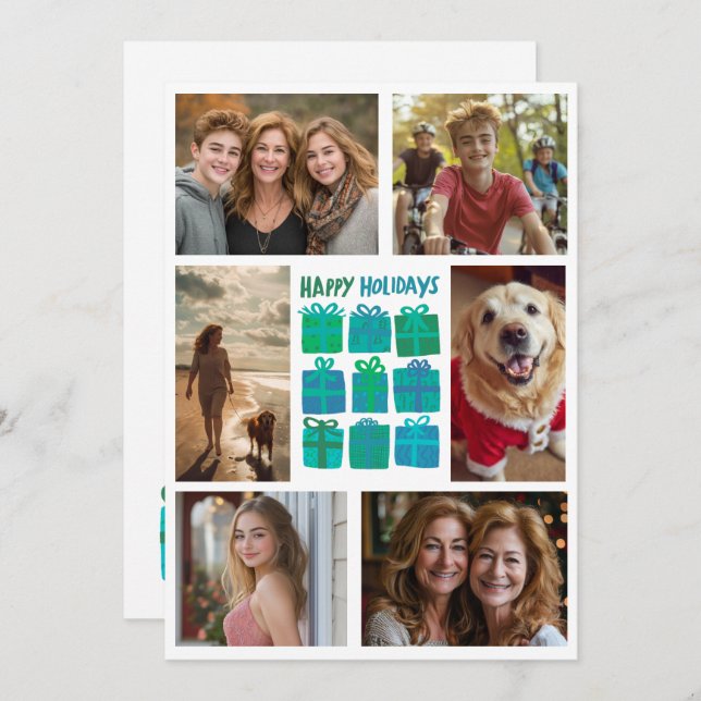 Cartes Pour Fêtes Annuelles Cadeaux mignons présente une photo CUSTOM 6 dessin (Devant / Derrière)