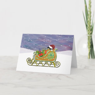 Cartes Pour Fêtes Annuelles Cadeaux noirs de casquette de Sleigh de