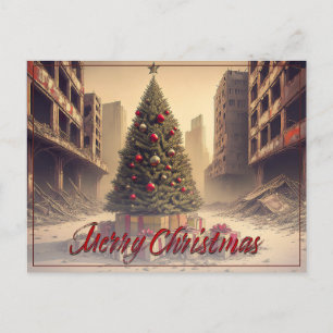 Cartes Pour Fêtes Annuelles Cadeaux sous un arbre dans un monde apocalyptique