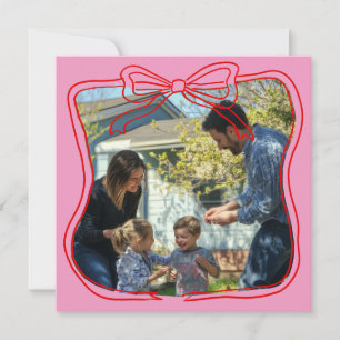 Cartes Pour Fêtes Annuelles Cadre à arc gribouillé rouge rose photo personnali