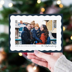 Cartes Pour Fêtes Annuelles Cadre à bord ondulé photo de Noël mignonne en mari