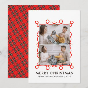 Cartes Pour Fêtes Annuelles Cadre à défilement rouge fantaisiste Joyeux Noël 2