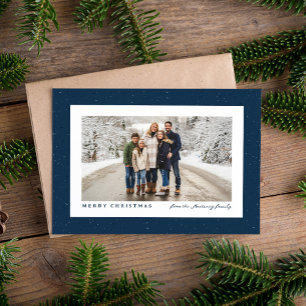 Cartes Pour Fêtes Annuelles Cadre à speckles simple photo de Noël bleu marine