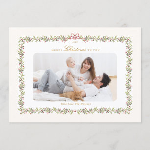 Cartes Pour Fêtes Annuelles cadre botanique à ruban vintage Noël 2 photo