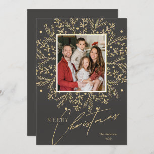 Cartes Pour Fêtes Annuelles Cadre botanique chic photo et joyeux Noël