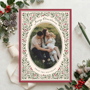 Cartes Pour Fêtes Annuelles Cadre Botanique Élégant Vintage pour Photo de Noël