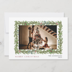 Cartes Pour Fêtes Annuelles Cadre botanique Noël   Famille élégante 1 photo