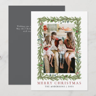 Cartes Pour Fêtes Annuelles Cadre botanique Noël   Famille élégante 1 photo