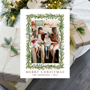 Cartes Pour Fêtes Annuelles Cadre botanique Noël   Famille élégante 1 photo