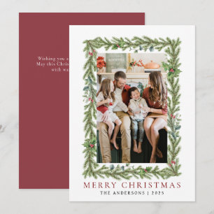 Cartes Pour Fêtes Annuelles Cadre botanique Noël   Famille élégante 1 photo