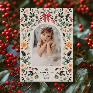 Cartes Pour Fêtes Annuelles Cadre botanique vintage avec arche Photo de Noël