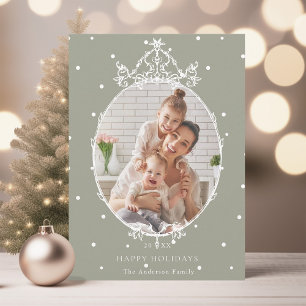 Cartes Pour Fêtes Annuelles Cadre classique moderne Neutral Joyeux Vacances Ph