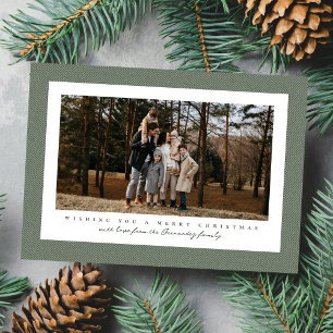 Cartes Pour Fêtes Annuelles Cadre classique vert en chevron pour photo de Noël