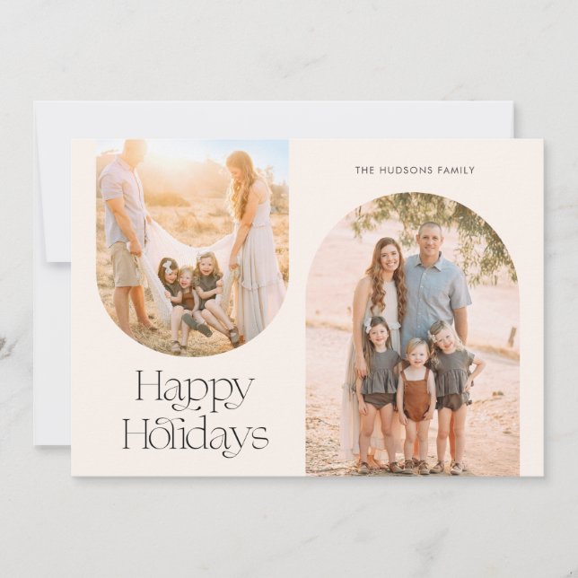 Cartes Pour Fêtes Annuelles Cadre d'arc moderne Calligraphie noire Collage Hol (Devant)