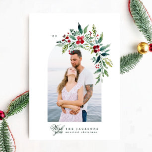 Cartes Pour Fêtes Annuelles cadre d'arche photo classique couronne moderne noë