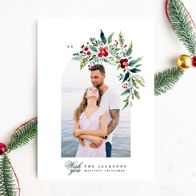 Cartes Pour Fêtes Annuelles cadre d'arche photo classique couronne moderne noë (Créateur téléchargé)