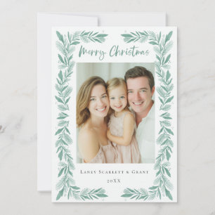 Cartes Pour Fêtes Annuelles Cadre de brin vert Noël classique