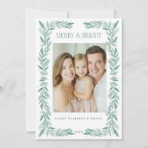 Cartes Pour Fêtes Annuelles Cadre de brin vert Noël classique