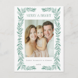 Cartes Pour Fêtes Annuelles Cadre de brindille verte Noël classique