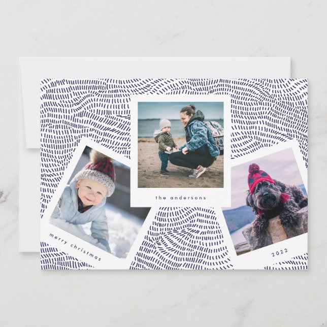 Cartes Pour Fêtes Annuelles Cadre de cabine multiphoto | Joyeux Noël bleu (Devant)