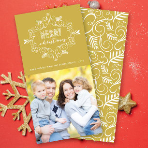 Cartes Pour Fêtes Annuelles Cadre de feuillage rétro déco Joyeux Noël Photo