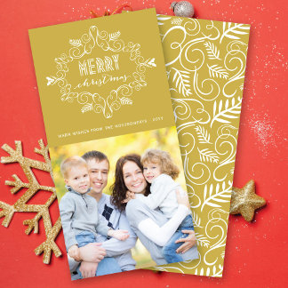 Cartes Pour Fêtes Annuelles Cadre de feuillage Vintage Deco Joyeux Noël Photo